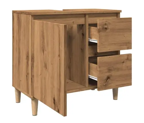 Izlietnes Skapītis, Koka Krāsa, 65X33X60 Cm, Inženierijas Koks Vidaxl