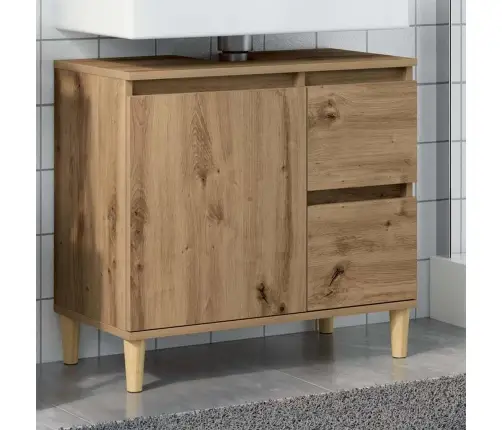 Izlietnes Skapītis, Koka Krāsa, 65X33X60 Cm, Inženierijas Koks Vidaxl