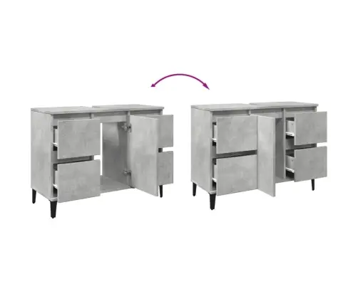 Izlietnes Skapītis, Betonpelēks, 80X33X60 Cm, Inženierijas Koks Vidaxl