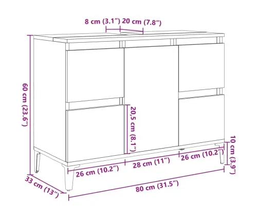 Valamukapp Vana Puit 80X33X60 Cm Engineered Wood