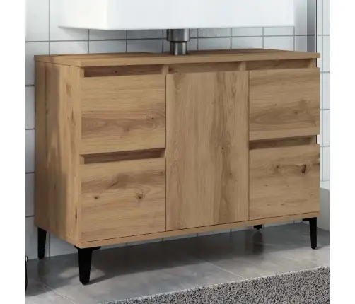 Izlietnes Skapītis, Koka Krāsa, 80X33X60 Cm, Inženierijas Koks Vidaxl