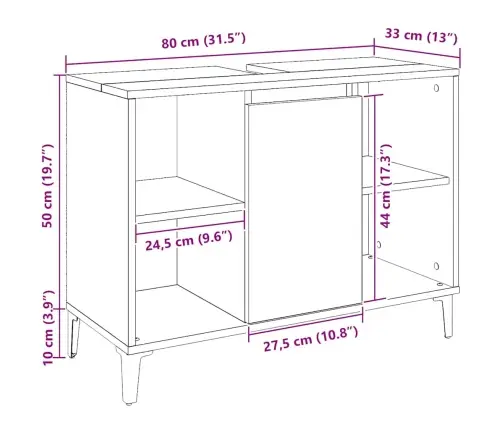 Spintelė Praustuvui, Artisano, 80X33X60cm Apdirbta Mediena