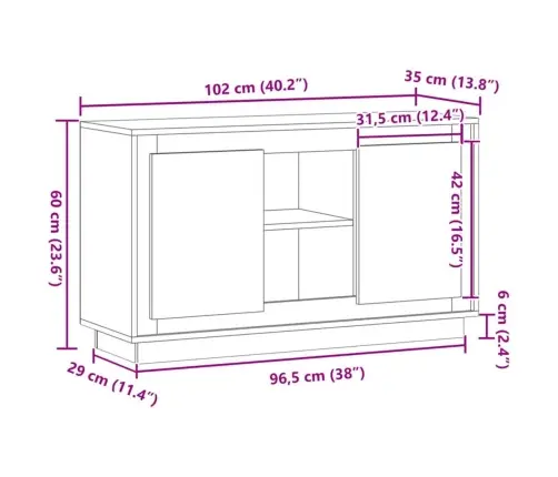 Kumode, Koka Krāsa, 102X35X60 Cm, Inženierijas Koks Vidaxl Kumode, Koka Krāsa, 102X35X60 Cm, Inženierijas Koks Vidaxl
