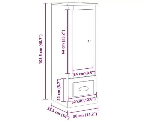 Augstais Skapītis, 36X35,5X103,5 Cm, Inženierijas Koks Vidaxl