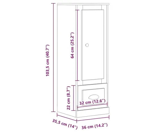 Augstais Skapītis Koka Krāsa 36X35,5X103,5 Cm Inženierijas Koks Vidaxl