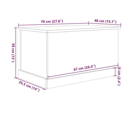Uzglabāšanas Kaste, Veca Koka, 70X40X38 Cm, Inženierijas Koks Vidaxl