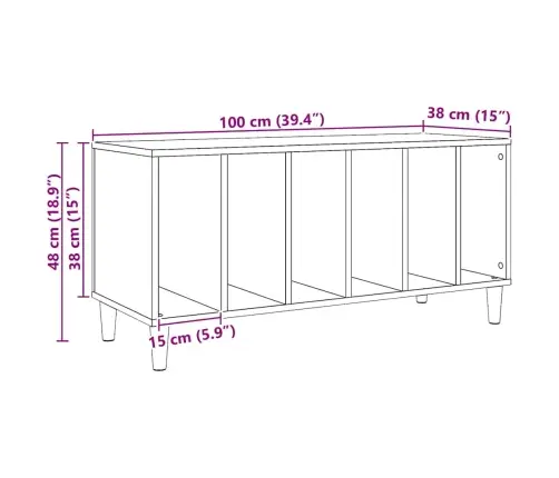 Ierakstu Skapītis, Koka Krāsa, 100X38X48 Cm, Inženierijas Koks Vidaxl