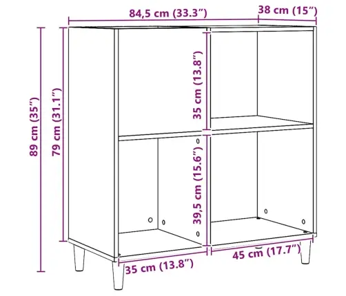 Ierakstu Skapītis, Koka Krāsa, 84,5X38X89 Cm, Inženierijas Koks Vidaxl