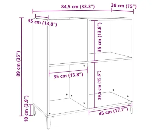 Ierakstu Skapītis, Koka Krāsa, 84,5X38X89 Cm, Inženierijas Koks Vidaxl