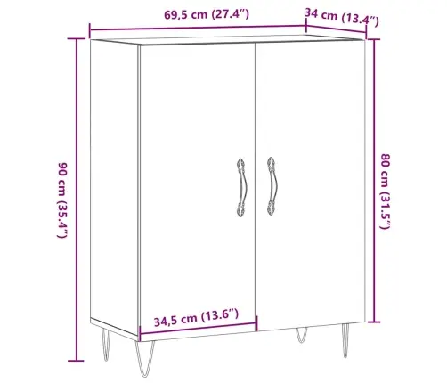 Kumode, Veca Koka, 69,5X34X90 Cm, Inženierijas Koks Vidaxl