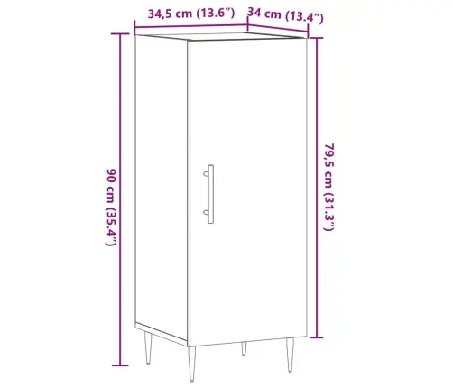 Kumode, Koka Krāsa, 34,5X34X90 Cm, Inženierijas Koks Vidaxl