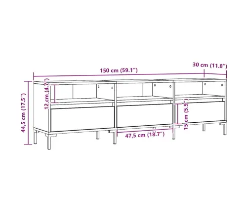 Televizoriaus Spintelė, Artisano Ąžuolo, 150X30X44,5cm Mediena Televizoriaus Spintelė, Artisano Ąžuolo, 150X30X44,5cm Mediena