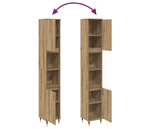 Vannasistabas Skapītis Koka Krāsa 30X30X190Cm Inženierijas Koks Vidaxl