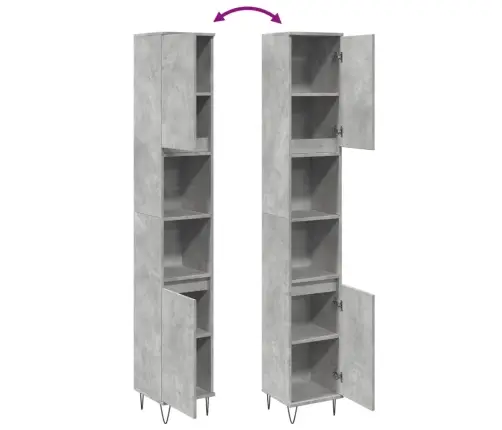 Vannasistabas Skapis, Pelēks, 30X30X190 Cm, Inženierijas Koks Vidaxl