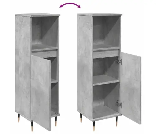 Vannasistabas Skapītis, Pelēks, 30X30X100 Cm, Inženierijas Koks Vidaxl