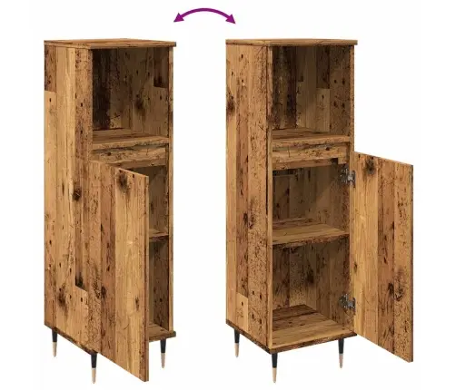 Vannasistabas Skapītis Veca Koka 30X30X100 Cm Inženierijas Koks Vidaxl