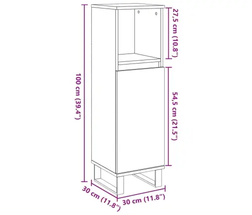 Vonios Kambario Spintelė, Artisano Ąžuolo, 30X30X100cm Mediena