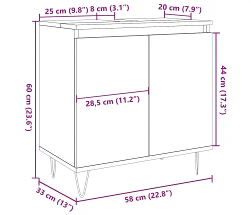 Vannasistabas Skapītis Veca Koka 58X33X60 Cm Inženierijas Koks Vidaxl