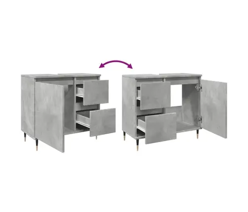 Vannasistabas Skapītis, Pelēks, 65X33X60 Cm, Inženierijas Koks Vidaxl