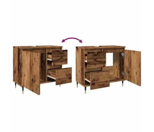 Vannasistabas Skapītis Veca Koka 65X33X60 Cm Inženierijas Koks Vidaxl