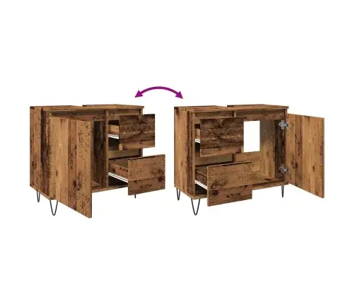 Vannasistabas Skapītis Veca Koka 65X33X60 Cm Inženierijas Koks Vidaxl