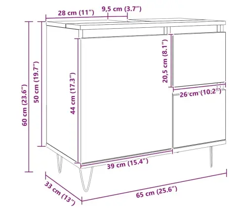Vannasistabas Skapītis Koka Krāsa 65X33X60 Cm Inženierijas Koks Vidaxl