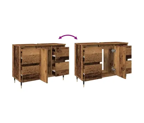 Vannasistabas Skapis, 80X33X60 Cm, Konstruēts Koks, Veca Koka Vidaxl