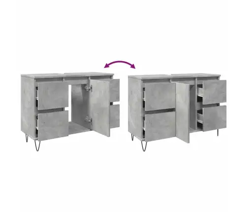 Vannasistabas Skapītis, Pelēks, 80X33X60 Cm, Inženierijas Koks Vidaxl