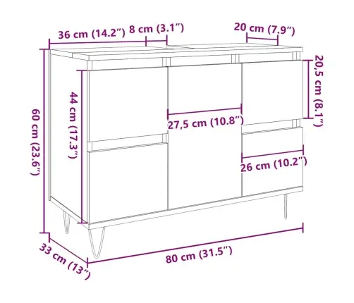 Vannasistabas Skapis, 80X33X60 Cm, Konstruēts Koks, Veca Koka Vidaxl Vannasistabas Skapis, 80X33X60 Cm, Konstruēts Koks, Veca Koka Vidaxl