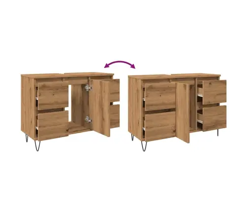 Vonios Kambario Spintelė, Artisano Ąžuolo, 80X33X60cm Mediena