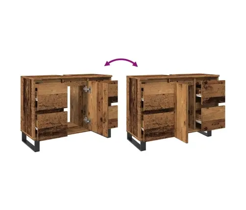 Vannasistabas Skapītis Veca Koka 80X33X60 Cm Inženierijas Koks Vidaxl