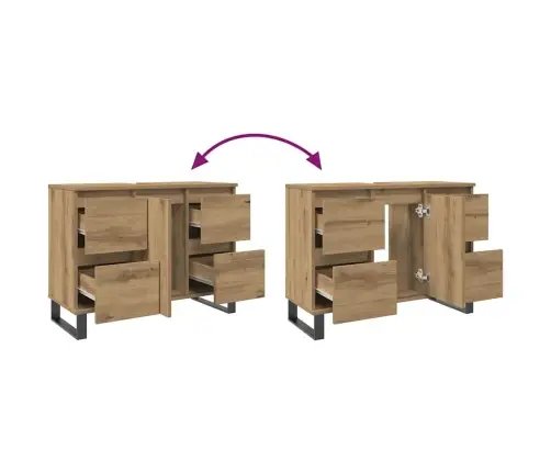 Vonios Kambario Spintelė, Artisano Ąžuolo, 80X33X60cm Mediena