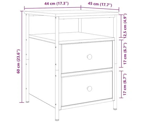 Naktsskapīši 2 Gab Artisan Oak 44X45X60 Cm Engineered Wood Vidaxl
