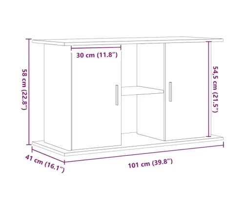 Akvaariumialus, Käsitööna Valminud Tamm, 101 X 41 X 58 cm Töödeldud Puit