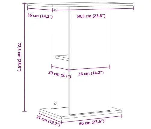 Akvārija Statīvs, Veca Koka, 36X60,5X72,5 Cm, Inženierijas Koks Vidaxl