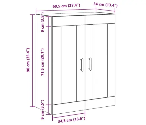 Kumode, Koka Krāsa, 69,5X34X90 Cm, Inženierijas Koks Vidaxl Kumode, Koka Krāsa, 69,5X34X90 Cm, Inženierijas Koks Vidaxl