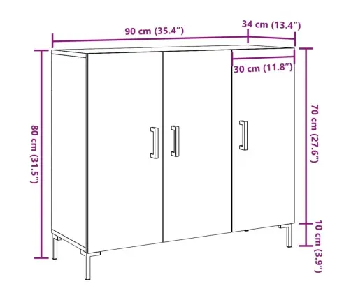 Šoninė Spintelė, Medienos, 90X34X80cm Apdirbta Mediena Šoninė Spintelė, Medienos, 90X34X80cm Apdirbta Mediena