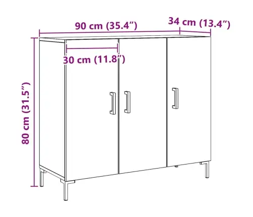 Kumode, Koka Krāsa, 90X34X80 Cm, Inženierijas Koks Vidaxl