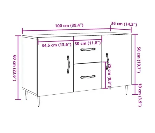 Šoninė Spintelė, Medienos, 100X36X60cm Apdirbta Mediena