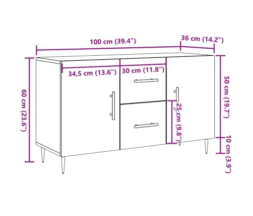 Šoninė Spintelė, Artisano Ąžuolo, 100X36X60cm Apdirbta Mediena