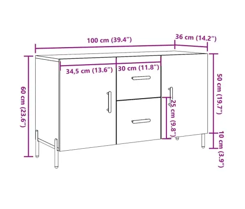 Kumode, Veca Koka, 100X36X60 Cm, Konstruēts Koks Vidaxl