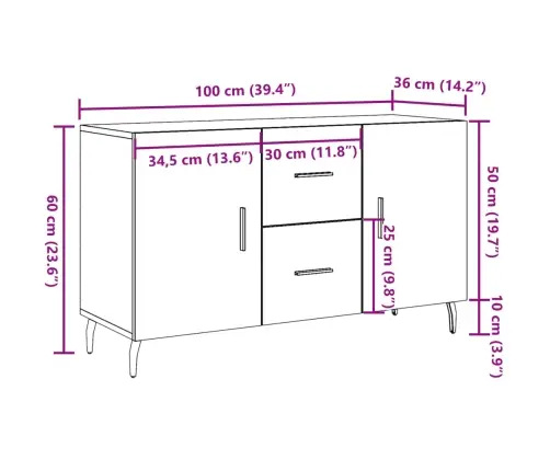 Kumode, Veca Koka, 100X36X60 Cm, Konstruēts Koks Vidaxl