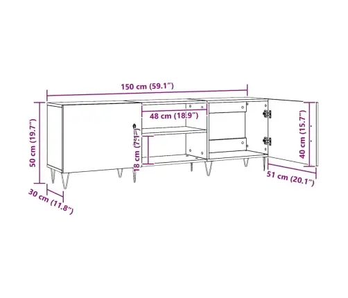 Televizoriaus Spintelė, Artisano Ąžuolo, 150X30X50cm Mediena
