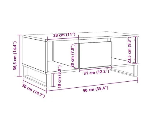 Kavos Staliukas, Artisano Ąžuolo, 90X50X36,5cm Mediena