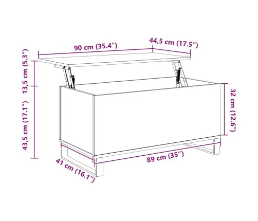 Kafijas Galdiņš, Veca Koka, 90X44,5X45 Cm, Inženierijas Koks Vidaxl
