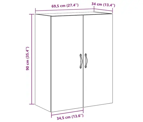 Sienas Skapītis, Koka Krāsa, 69,5X34X90 Cm, Konstruēts Koks Vidaxl