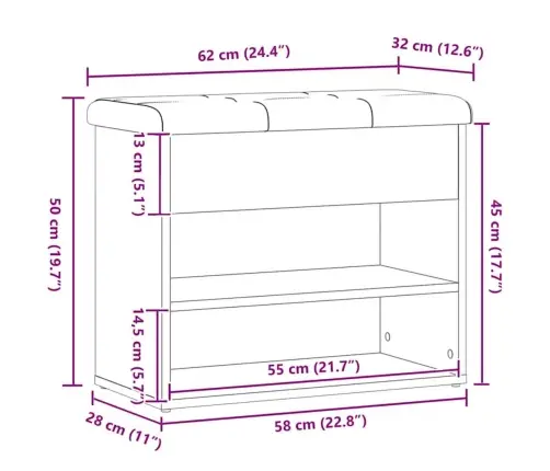 Kingapink Artisan Oak 62X32X50 Cm Engineered Wood