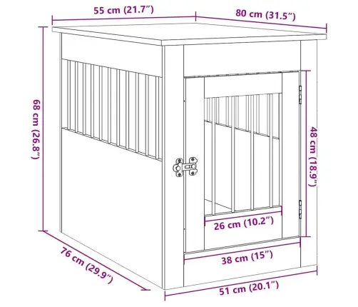Narvas Šunims, Medienos, 55X80X68cm Apdirbta Mediena