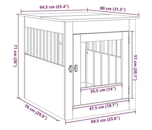 Suņu Būris, Veca Koka, 64,5X80X71 Cm, Inženierijas Koks Vidaxl