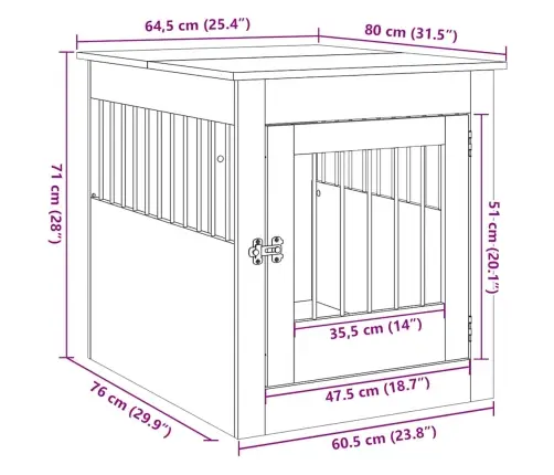 Suņu Būris, Ozolkoka Amatnieks, 64,5X80X71Cm, Inženierijas Koks Vidaxl